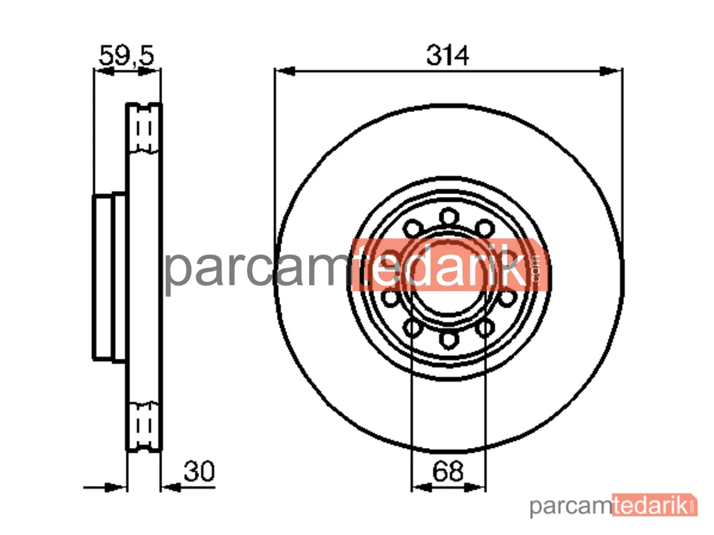 BOSCH 0986478617 | Fren Diski (Arka, 314 mm) — Audi A8 D2, Audi 100 C4, Audi A6 C4