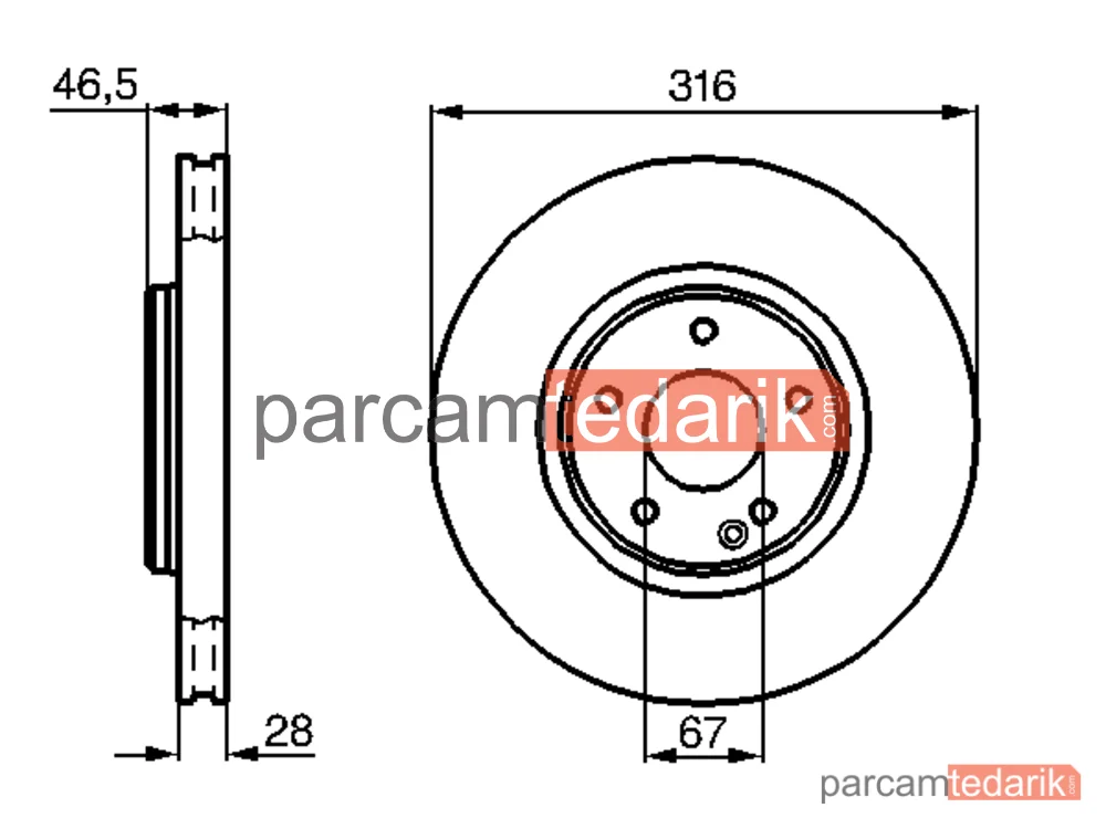BOSCH 0986478625 | Fren Diski (Ön, 316 mm) — Mercedes-Benz E-Serisi, Mercedes-Benz E-Serisi T-Model