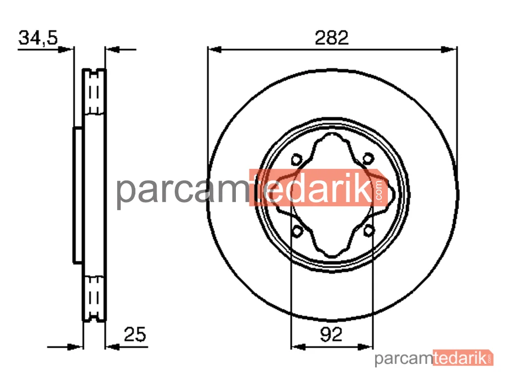 BOSCH 0986478634 | Fren Diski (Ön, 282 mm) — Honda Accord IV Aerodeck, Honda Accord V Aerodeck, Honda Accord V Coupe