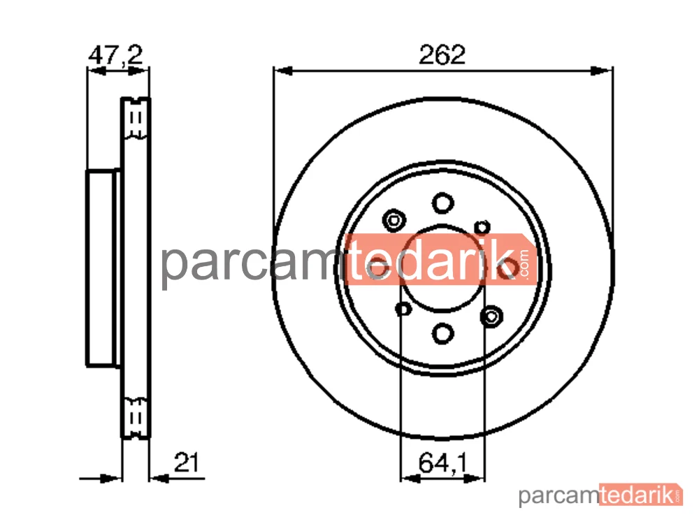 BOSCH 0986478657 | Fren Diski (Ön, 262 mm) — Rover 200 II, Rover 400 II, Rover 200 II Cabrio