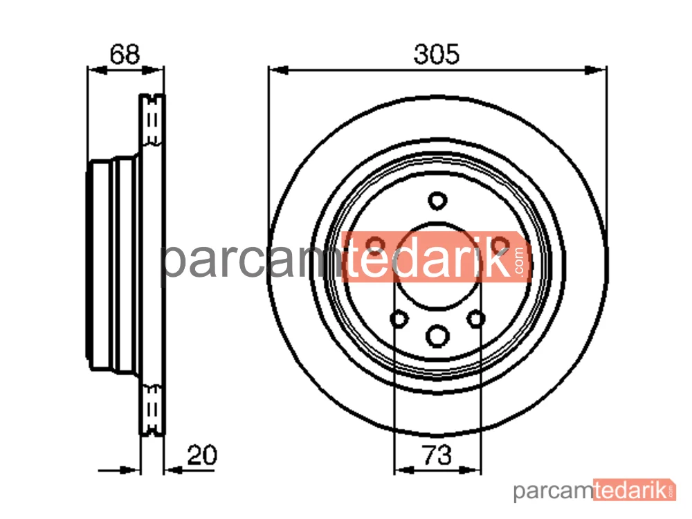 BOSCH 0986478660 | Fren Diski (Arka, 305 mm) — Jaguar XK 8 Coupe, Jaguar Xjsc Convertible, Jaguar XK 8 Convertible