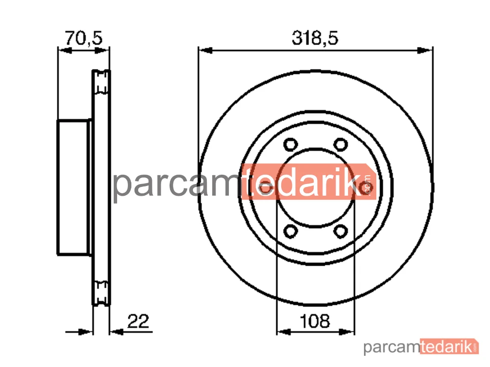 BOSCH 0986478698 | Fren Diski (Ön, 318.5 mm) — Toyota 4 Runner III, Toyota Land Cruiser 90