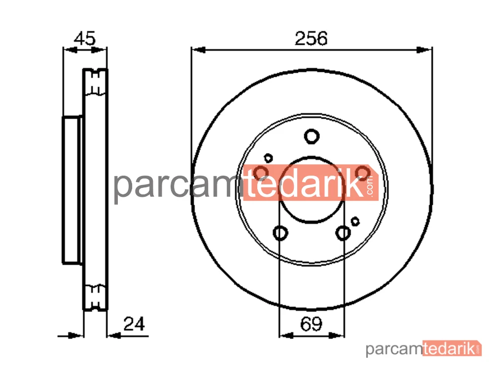 BOSCH 0986478708 | Fren Diski (Ön, 256 mm) — Mitsubishi Eclipse I, Mitsubishi Eclipse II