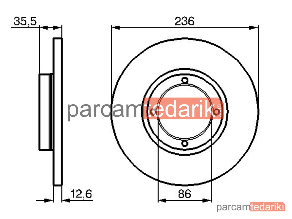 BOSCH 0986478712 | Fren Diski (Ön, 236 mm) — Chevrolet Matiz, Chevrolet Spark, Daewoo Matiz