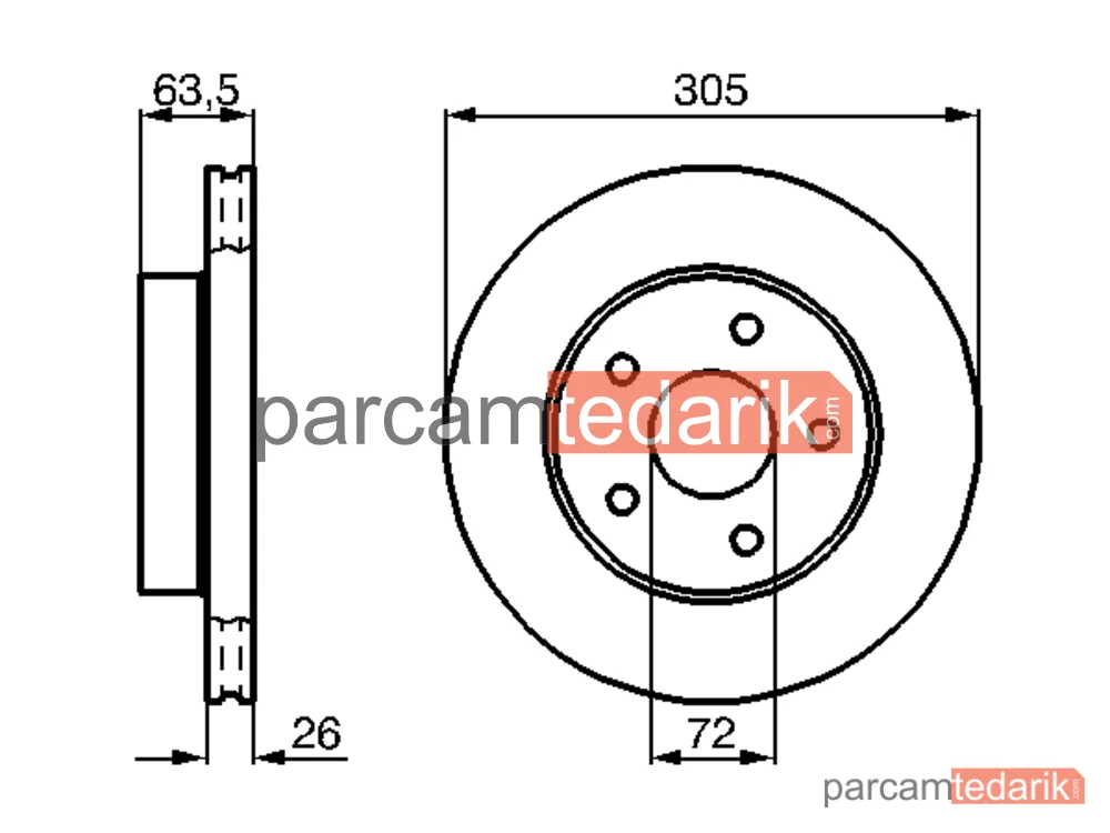 BOSCH 0986478772 | Fren Diski (Ön, 304.7 mm) — Jeep Grand Cherokee II, Jeep Grand Cherokee IV
