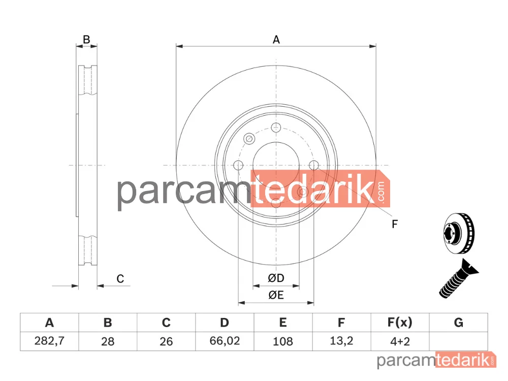 BOSCH 0986478831 | Fren Diski (283 mm) — Peugeot 406 Break, Peugeot 406, Citroen Xantia