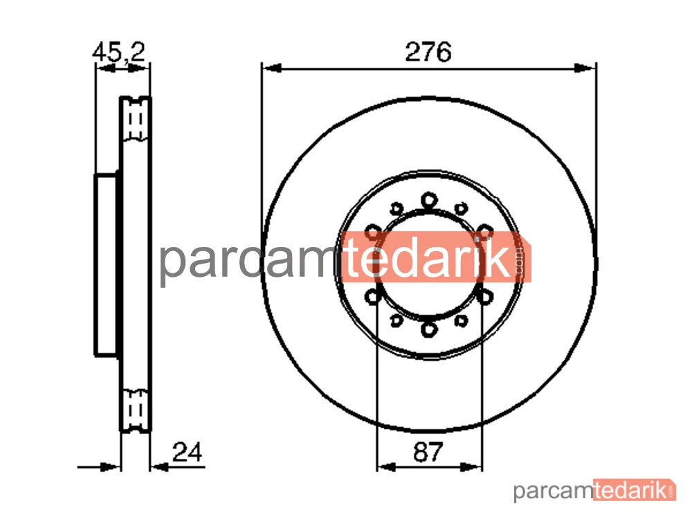 BOSCH 0986478844 | Fren Diski (Ön, 276 mm) — Mitsubishi L200, Mitsubishi Pajero II, Mitsubishi Pajero II Canvas Top