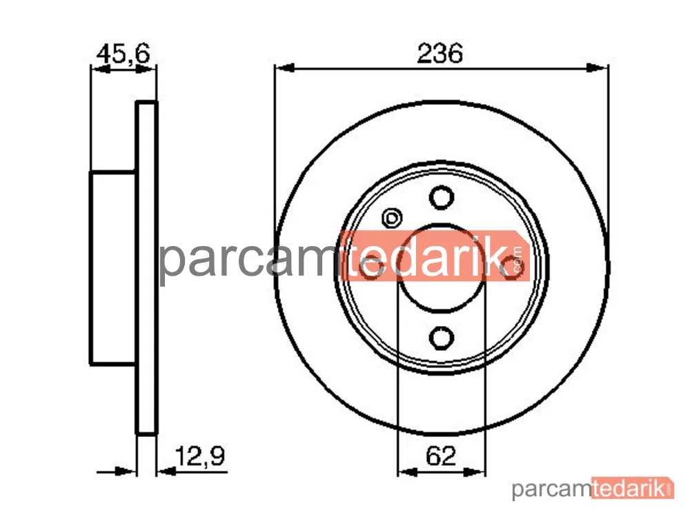 BOSCH 0986478859 | Fren Diski (Ön, 236 mm) — Skoda Favorit, Skoda Felicia I, Skoda Felicia II