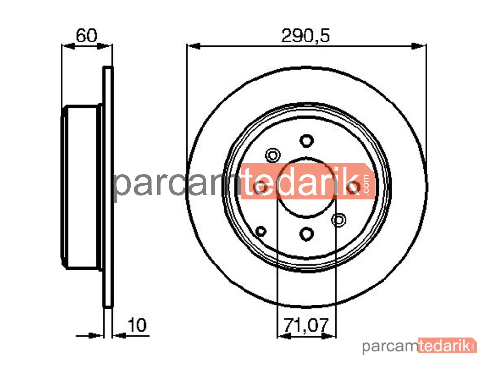 BOSCH 0986478877 | Fren Diski (Arka, 290.5 mm) — Peugeot 406 Break, Peugeot 406, Peugeot 406 Coupe