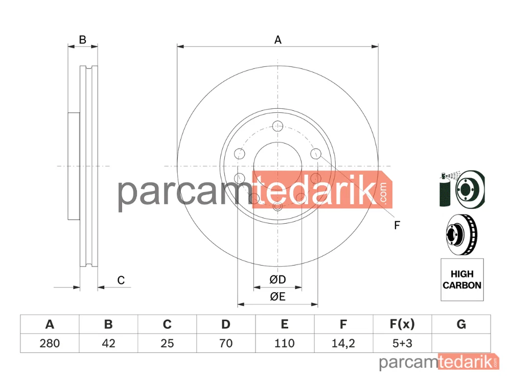 BOSCH 0986478883 | Fren Diski — Opel Astra H, Opel Astra G, Opel Meriva B Mpv