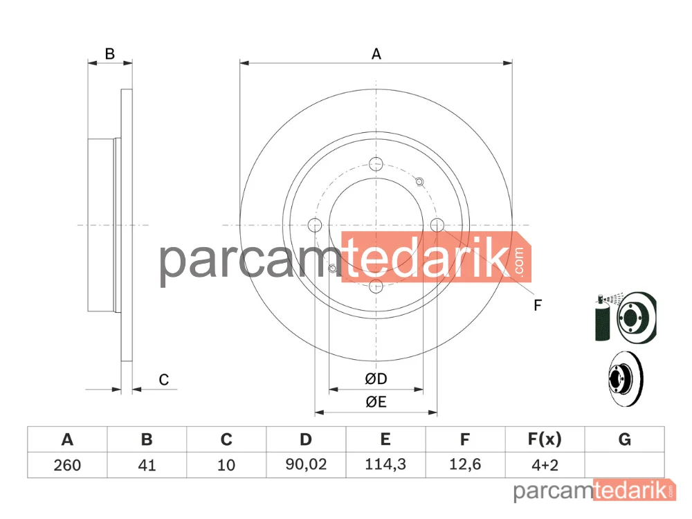 BOSCH 0986478898 | Fren Diski (Arka) — Volvo V40, Volvo S40 I, Mitsubishi Carisma