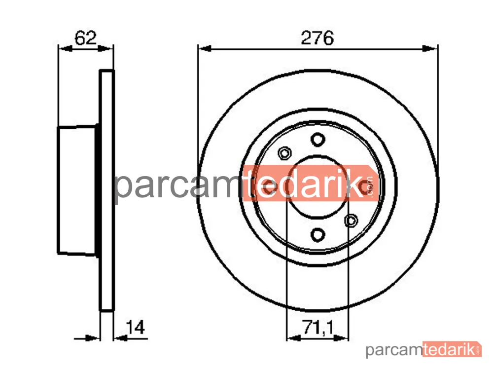 BOSCH 0986478981 | Fren Diski (Arka, 276.2 mm) — Citroen C5 II Break, Citroen C5 II Kombi, Citroen C5 I Kombi