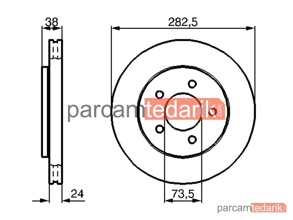 BOSCH 0986478983 | Fren Diski (Ön, 282.5 mm) — Chrysler Voyager / Grand Voyager III, Chrysler Voyager III