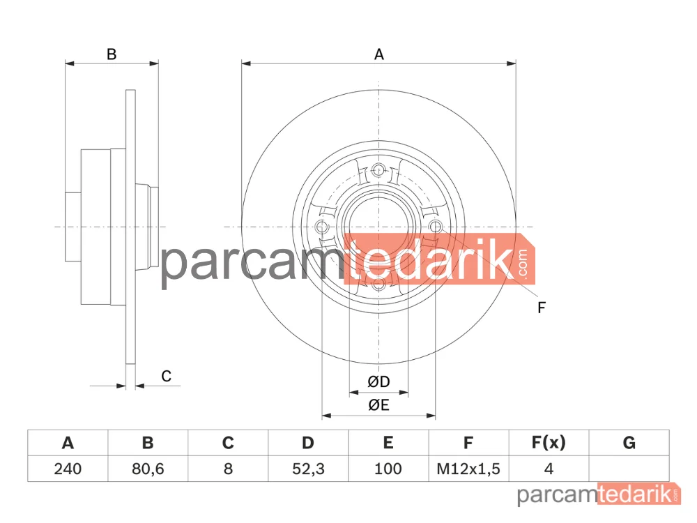BOSCH 0986479007 | Fren Diski (Arka) — Renault Clio III, Renault Megane II, Renault Modus / Grand Modus