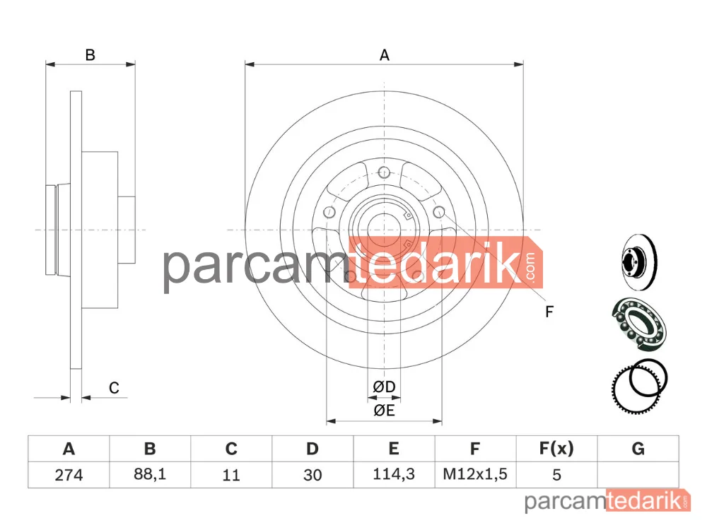 BOSCH 0986479009 | Fren Diski (Arka, 274 mm) — Renault Grand Scénic III, Renault Fluence