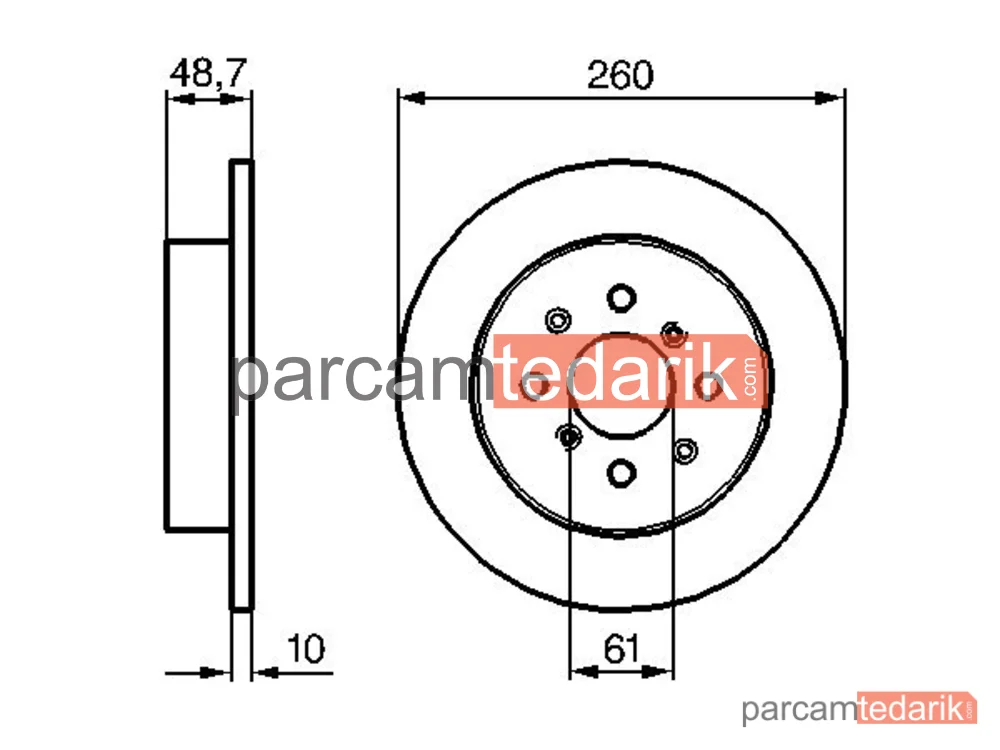 BOSCH 0986479014 | Fren Diski (Arka, 260 mm) — Honda Civic VI Fastback, MG ZR, Honda Civic VI Aerodeck