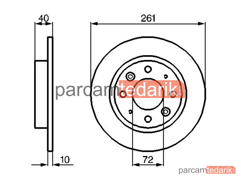 0986479018 | Fren Diski (Arka, 261 mm) — Kia Carens I Mpv, Kia Clarus
