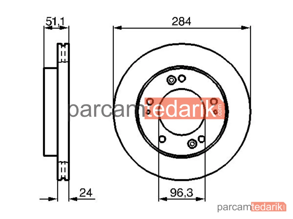 BOSCH 0986479020 | Fren Diski (Ön, 284 mm) — Kia Sportage Suv, Kia Retona Suv, Kia Sportage