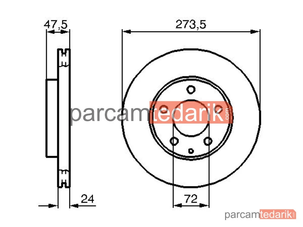 BOSCH 0986479034 | Fren Diski (Ön, 273.5 mm) — Mazda 626 V, Mazda Premacy, Mazda 6