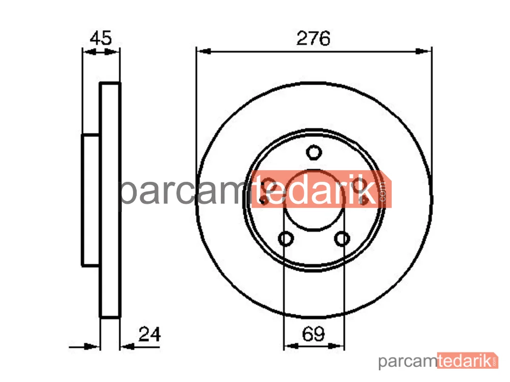 BOSCH 0986479035 | Fren Diski (Ön, 276 mm) — Mitsubishi Space Wagon, Mitsubishi Outlander I