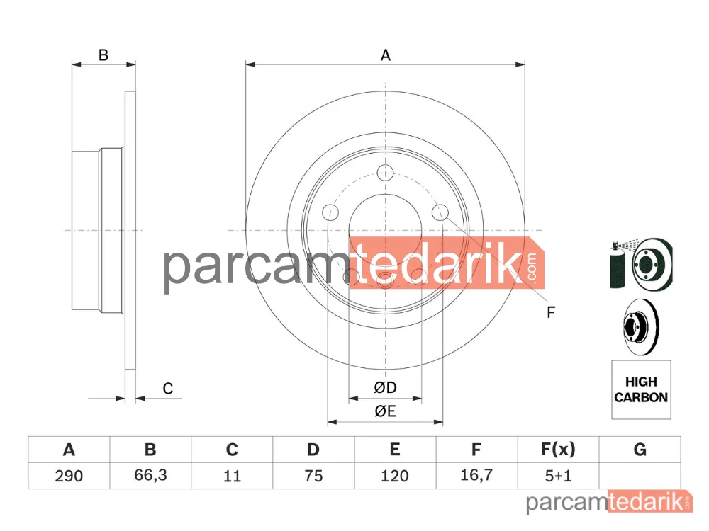 BOSCH 0986479043 | Fren Diski (Arka, 290 mm) — BMW 1, BMW 2 Coupe, BMW 2 Cabrio