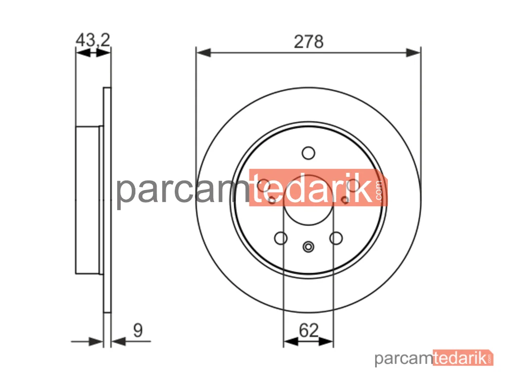 BOSCH 0986479047 | Fren Diski (Arka, 278.2 mm) — Fiat Sedici, Suzuki SX4