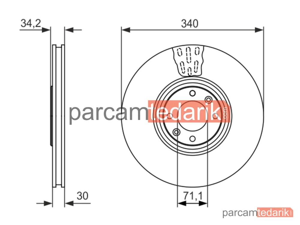 BOSCH 0986479093 | Fren Diski (Ön, 340 mm) — DS 5, Citroen DS4, Citroen DS5