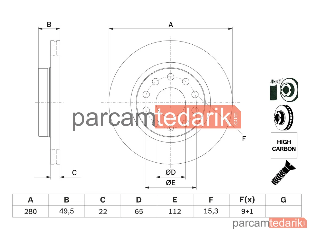 BOSCH 0986479098 | Fren Diski — VW Caddy III, VW Caddy III Mpv, VW Jetta III