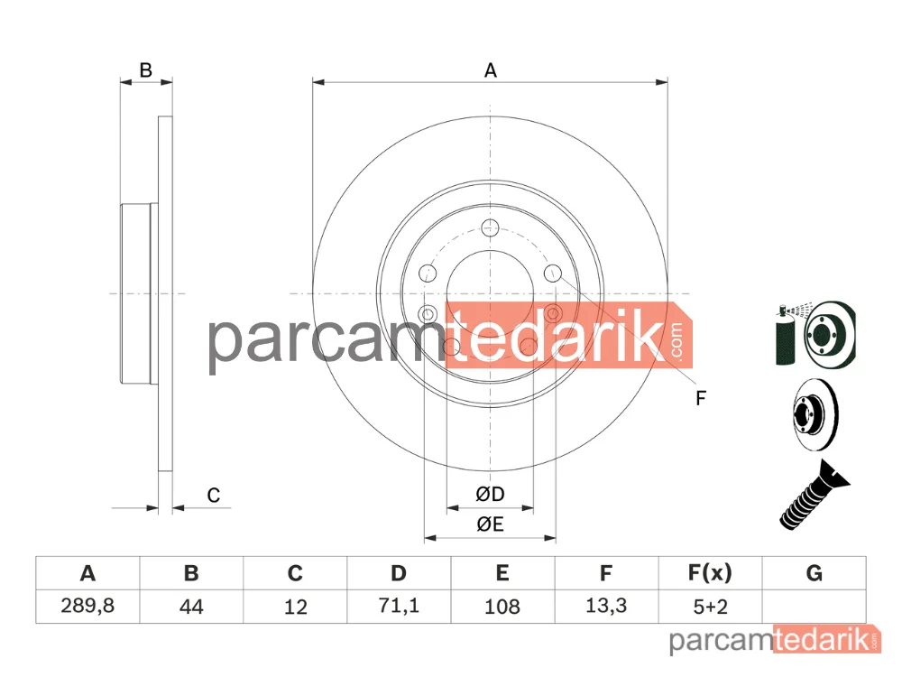 BOSCH 0986479130 | Fren Diski (Arka, 289.8 mm) — Peugeot 508 I, Peugeot 508 SW I