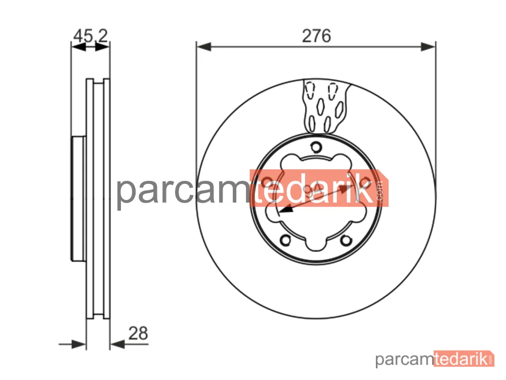 BOSCH 0986479136 | Fren Diski (Ön, 276 mm) — Nissan Cabstar, Nissan NT400 Cabstar