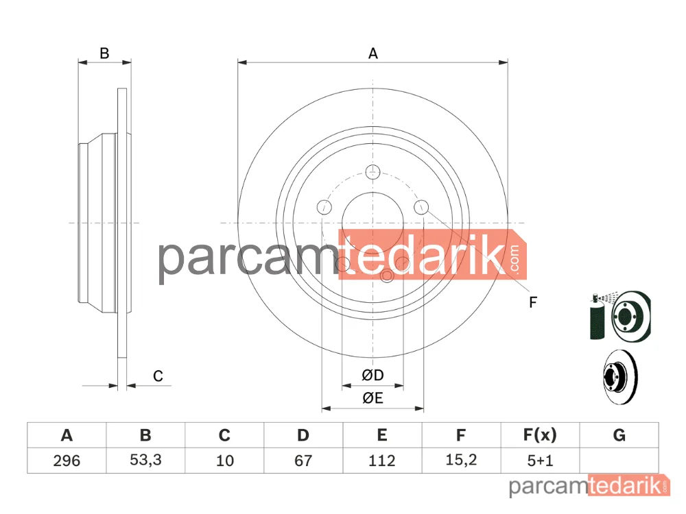 BOSCH 0986479138 | Fren Diski (Arka, 296.2 mm) — Mercedes-Benz Vito, Mercedes-Benz Vito / Mixto, Mercedes-Benz Viano