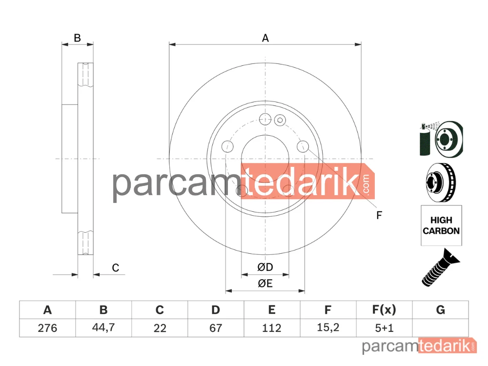 BOSCH 0986479186 | Fren Diski (Ön, 276 mm) — Mercedes-Benz B-Serisi, Mercedes-Benz A-Serisi