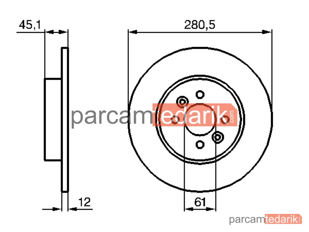 BOSCH 0986479195 | Fren Diski (Arka, 280 mm) — Renault Kangoo Express, Renault Kangoo