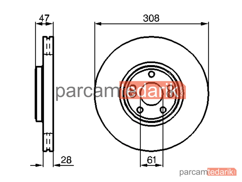 BOSCH 0986479199 | Fren Diski (Ön, 308 mm) — Renault Espace IV, Renault Laguna II, Renault Laguna II Grandtour