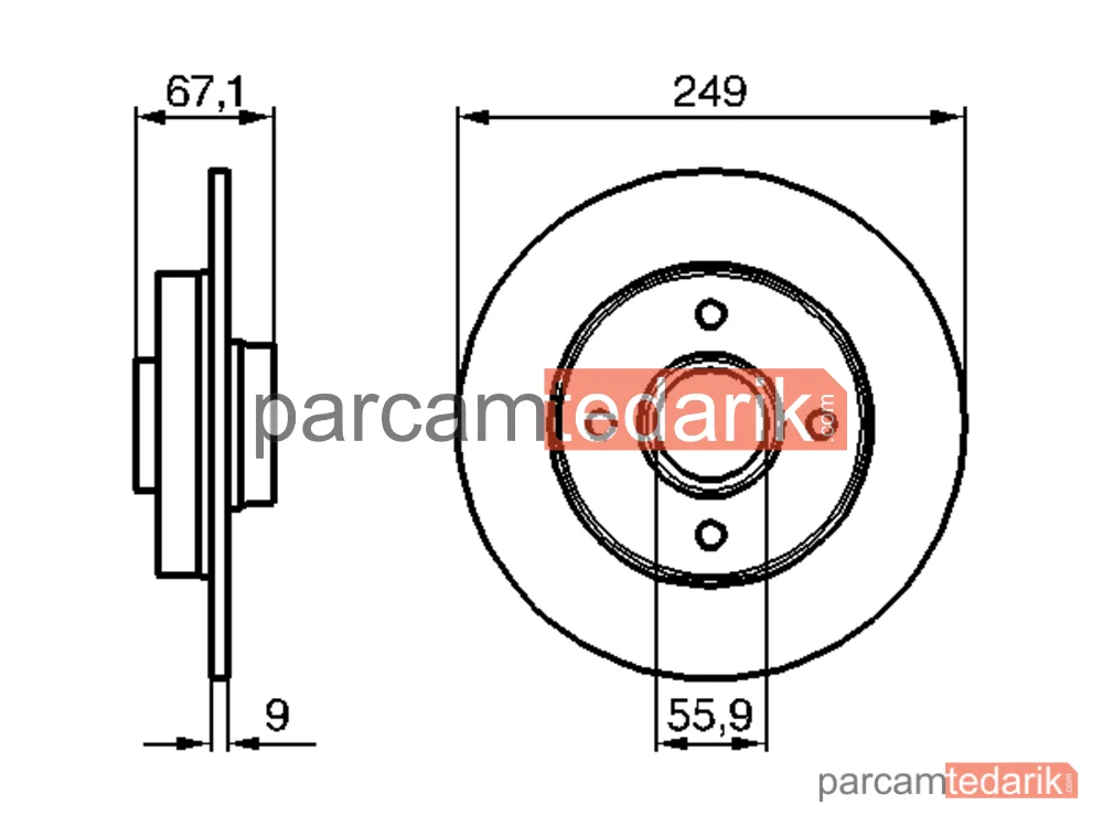 BOSCH 0986479219 | Fren Diski (Arka, 249 mm) — Citroen C4 I, Peugeot 307 Break, Peugeot 307 SW