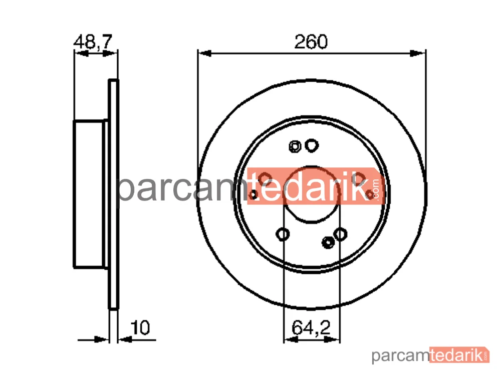BOSCH 0986479225 | Fren Diski (Arka, 259.6 mm) — Honda Civic VII