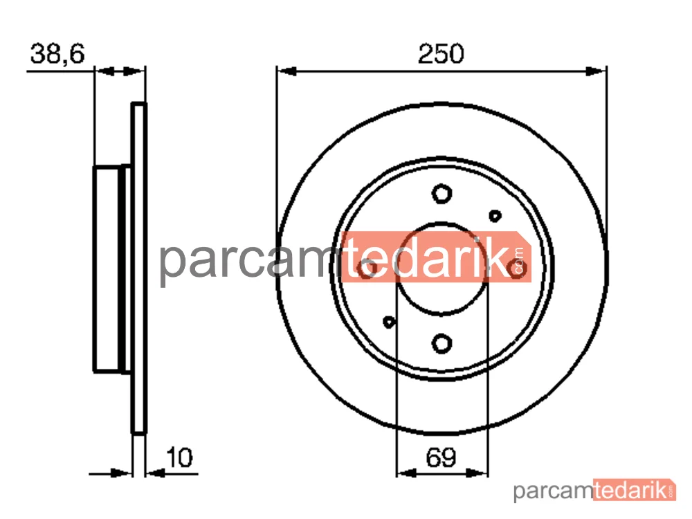 BOSCH 0986479236 | Fren Diski (Arka) — Smart Forfour, Mitsubishi Colt VI, Mitsubishi Colt Czc VI Cabrio