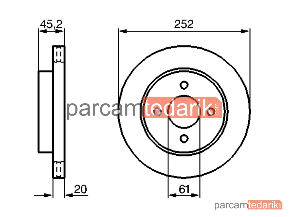 BOSCH 0986479238 | Fren Diski (Ön, 252 mm) — Nissan Almera I