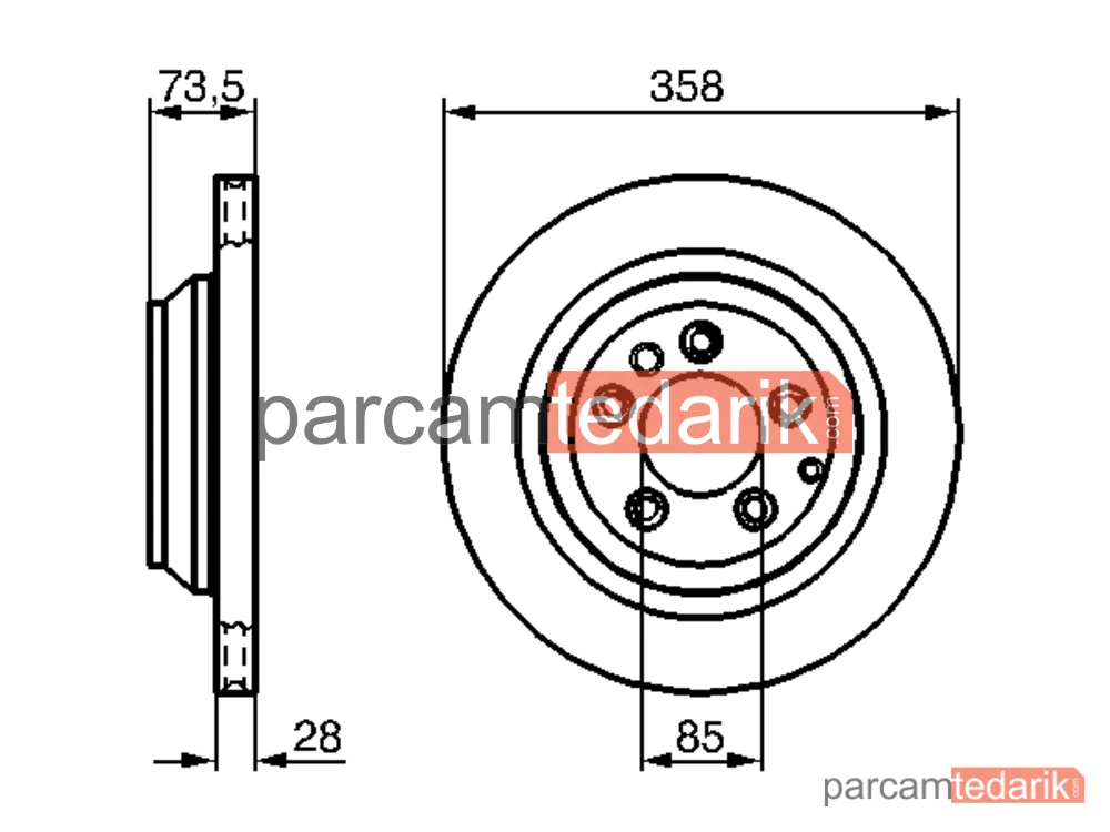 BOSCH 0986479259 | Fren Diski (Arka, 358 mm) — Audi Q7, Porsche Cayenne, VW Touareg