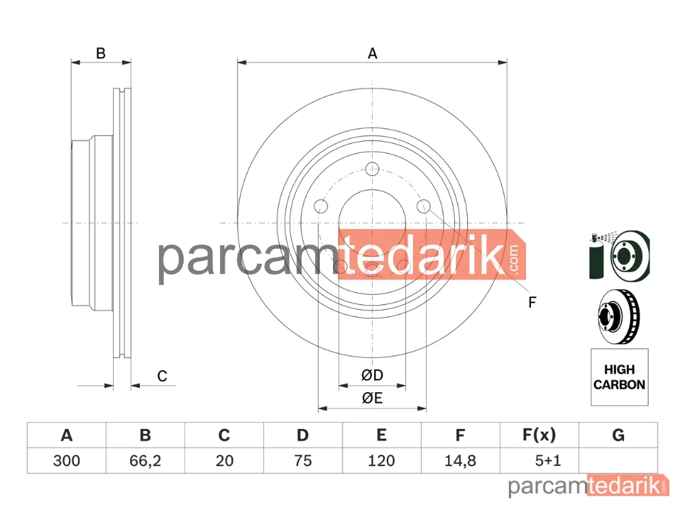BOSCH 0986479263 | Fren Diski (Arka, 300 mm) — BMW 3 Touring, BMW X1, BMW 3 Cabrio
