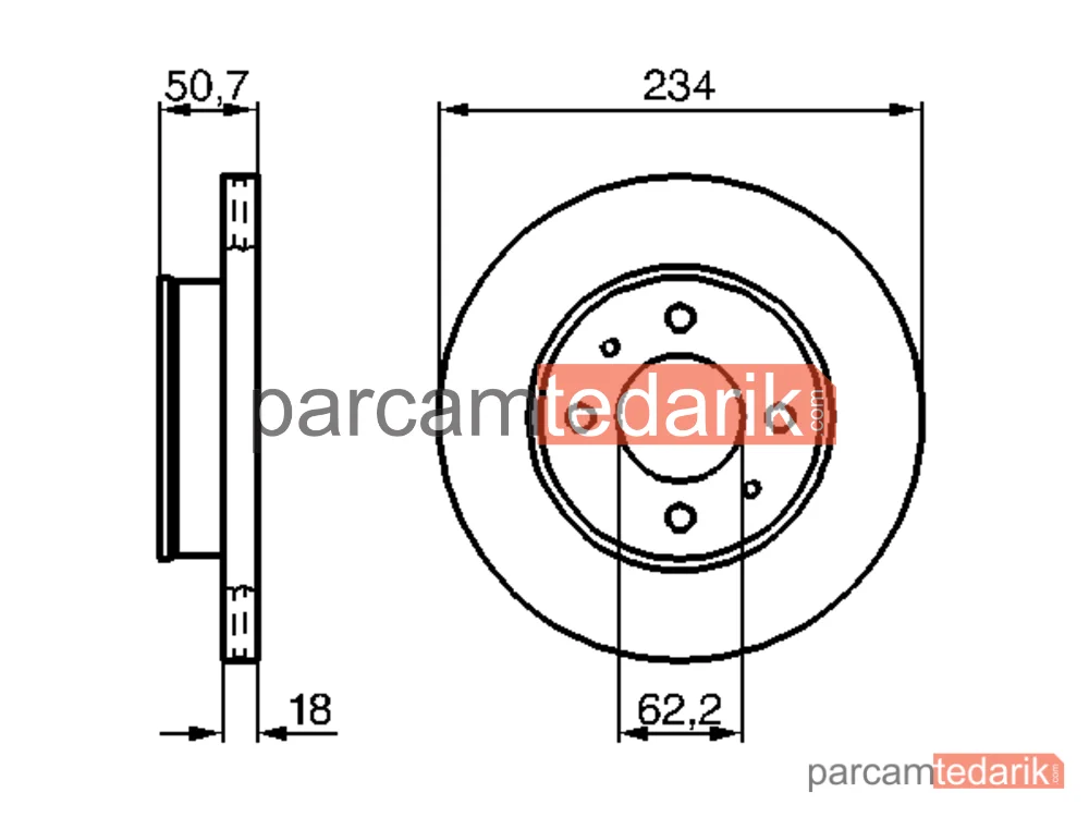 BOSCH 0986479264 | Fren Diski (Ön, 234 mm) — Hyundai Atos