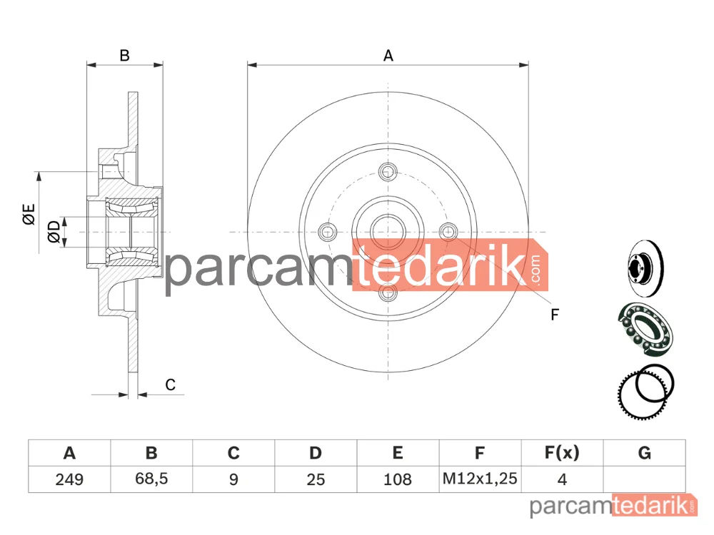 BOSCH 0986479279 | Fren Diski (Arka) — Citroen C4 I, Peugeot 307 Break, Peugeot 307 SW