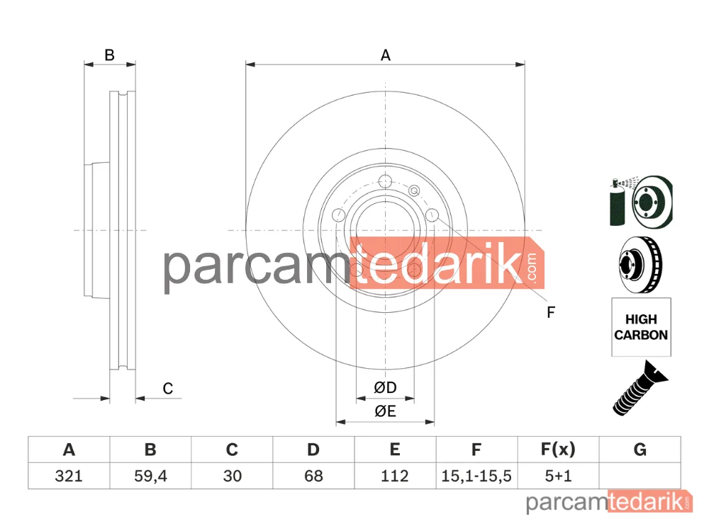 BOSCH 0986479300 | Fren Diski (Ön, 321 mm) — Audi A6 C6, Audi A6 Allroad C6, Audi A8 D3