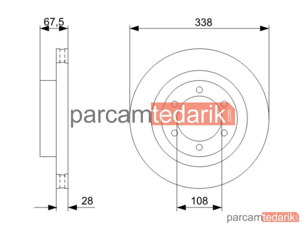 BOSCH 0986479304 | Fren Diski (Ön, 337.8 mm) — Toyota Fortuner, Toyota Land Cruiser Prado
