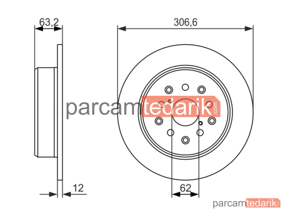 BOSCH 0986479339 | Fren Diski (Arka, 306.6 mm) — Lexus GS, Lexus IS I, Lexus IS Sportcross