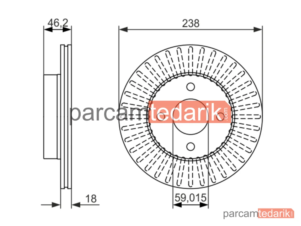 BOSCH 0986479354 | Fren Diski (Ön, 238 mm) — Nissan Micra II
