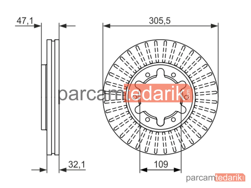 BOSCH 0986479359 | Fren Diski (Ön, 306 mm) — Nissan Patrol GR V Wagon