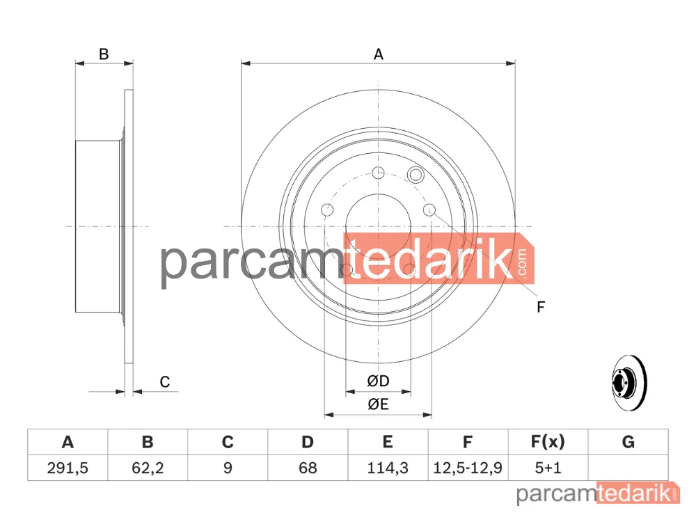 BOSCH 0986479362 | Fren Diski (Arka) — Nissan Qashqai I, Nissan Juke, Nissan Pulsar
