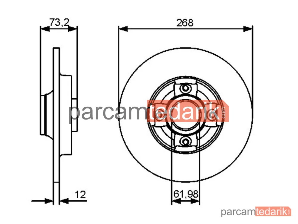 BOSCH 0986479383 | Fren Diski (Arka, 267.7 mm) — Citroen Berlingo, Citroen C4 Grand Picasso I