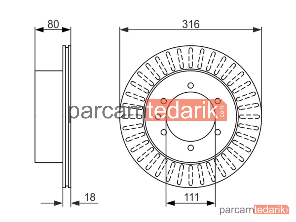 BOSCH 0986479385 | Fren Diski (Arka, 316 mm) — Nissan Patrol GR V Wagon, Nissan Patrol GR IV